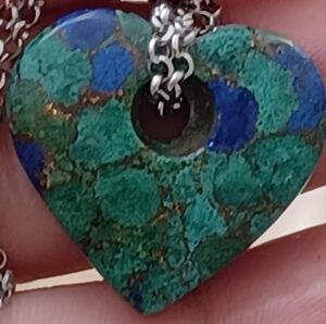 Azurite Malachite Copper Turquoise Heart Necklace